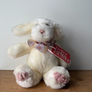 GUND Puppy Love White Pink Vintage Puppy Dog Plush Stuffed Animal With Tags 8โ